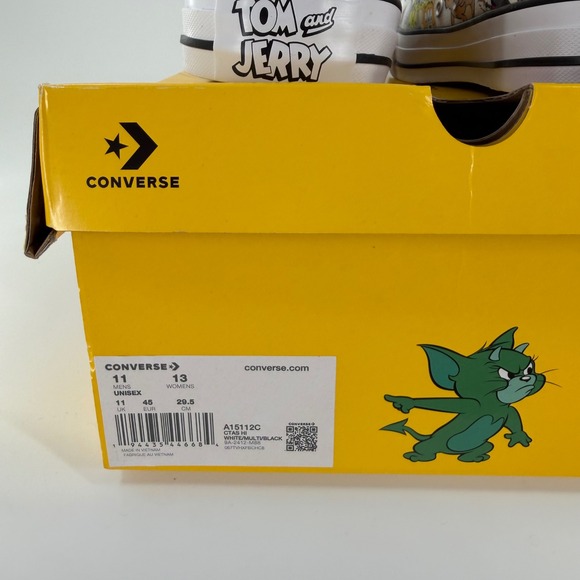 Converse x Tom & Jerry Shoes Mens US 10.5 White Chuck Taylor All Star Hi A15112C - Picture 8 of 11